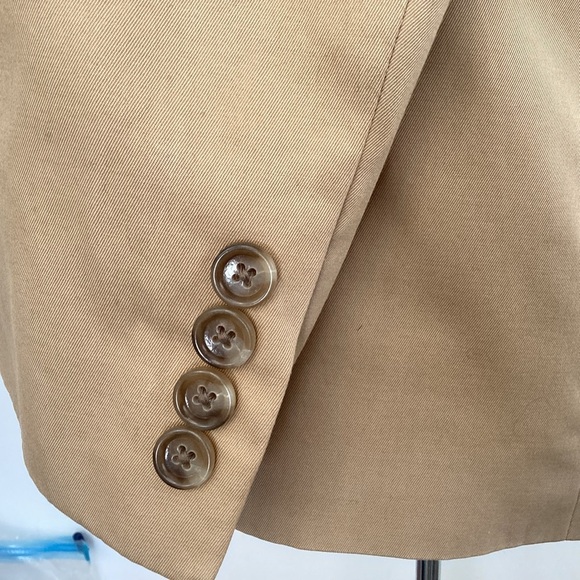 J Crew Crespi Italian Woven Cotton Chino Tan / Camel Two Button Jacket 36 R - Picture 9 of 15